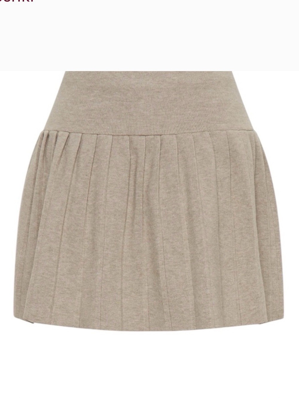Meshki Taupe Knit Pleated Skater Skirt